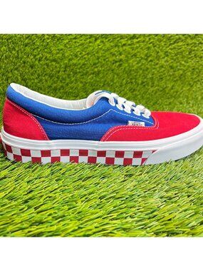 Vans Era BMX Checkerboard Womens Size 8 Red Blue Athletic Skate Shoes Sneakers
